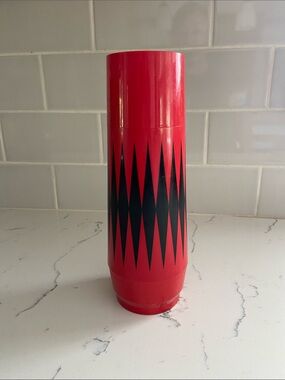 Vintage Thermo-Serv Red Black Diamond Atomic Thermos Pint Vacuum Bottle MCM